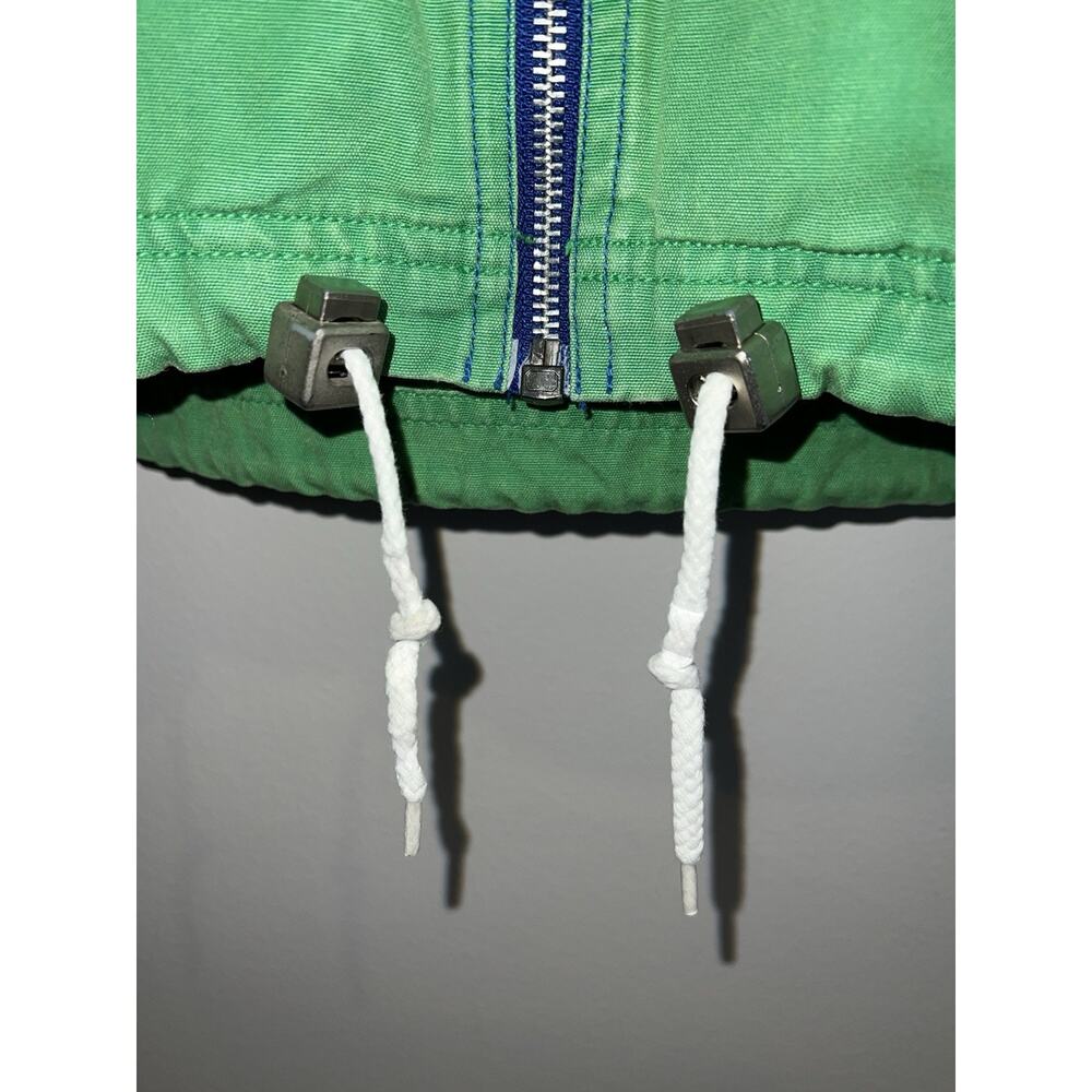 VTG Nautical Hooded Windbreaker Jacket Blue Green White Canvas Small 1980s Retro - Picture 3 of 9